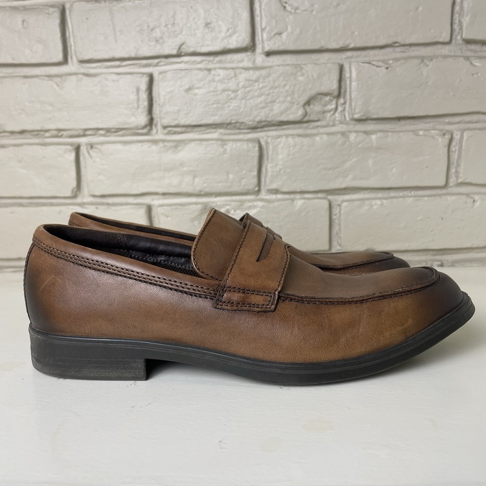 Ecco Penny Loafer Shoes Men's 9/9.5 Brown Leather Casual Dress Slip On
